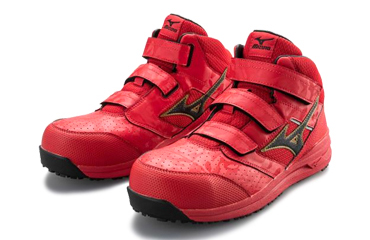 ミズノ 安全靴 F1GA220062(オールマイティ軽量ミッドカット)(レッドブラック)